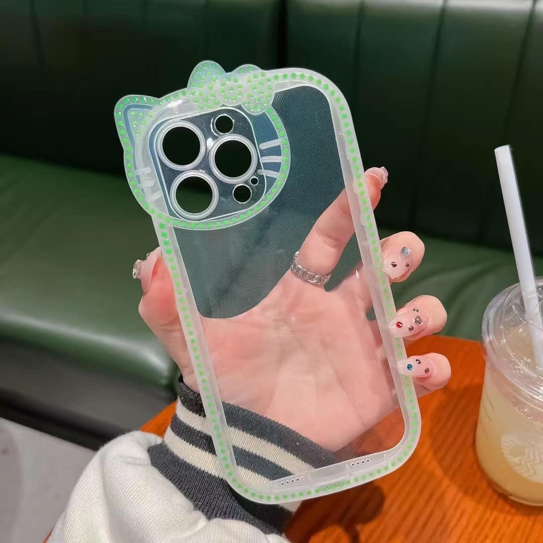 Neon Radium Night Glow Hello Kitty Colorful Transparent With Bow Case